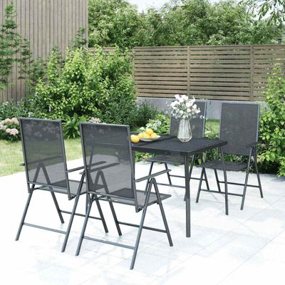 vidaXL 5-dielna záhradná jedálenská súprava oceľová antracitová