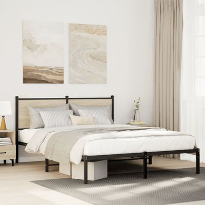 vidaXL Kovový posteľný rám bez matraca dub sonoma 137x190 cm