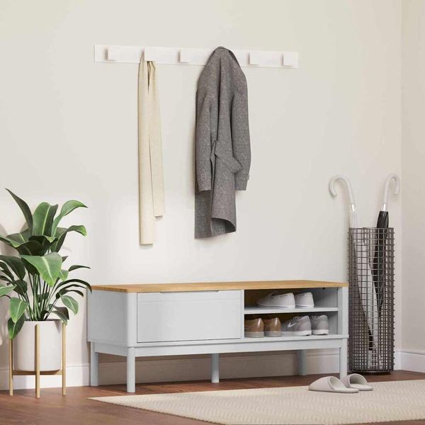 vidaXL Lavica do chodby so zásuvkou FLORO Biela 115 x 40 x 45 cm