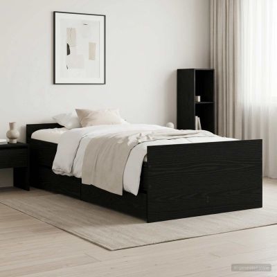 vidaXL Rám postele Čierny dub 90 x 200 cm Kompozitné drevo