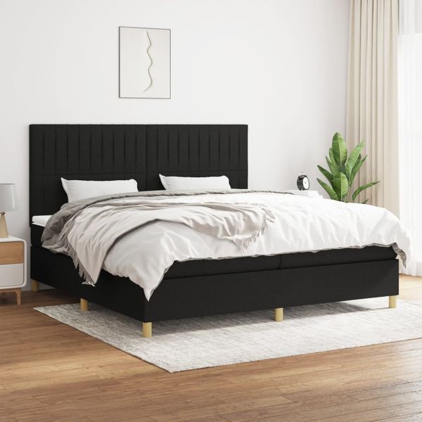 vidaXL Boxspring posteľ s matracom čierna 200x200 cm látka