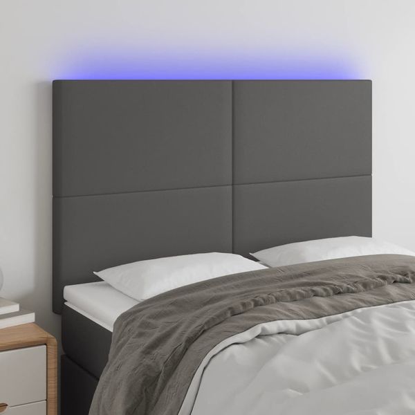 VidaXL Čelo postele sivé 144x5x118/128 cm umelá koža