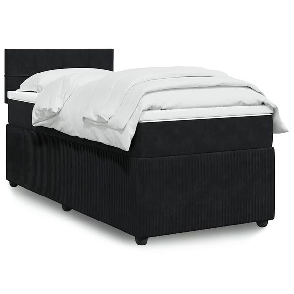 vidaXL Posteľný rám boxspring s matracom čierny 100x200 cm zamat
