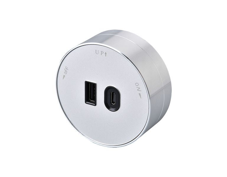 Zásuvkový modul Viking A60S, strieborná/výstupy - 1xUSB-A, 1xUSB-C/výkon až 2500W/230V,16A,50Hz