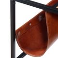 vidaXL Konferenčný stolík s držiakom na časopisy z pravej kože, 110x50x45 cm