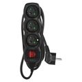 Predlžovací kábel EMOS PC1312 s vypínačom 2 m, 3 zásuvky, čierny, PVC, 1 mm2