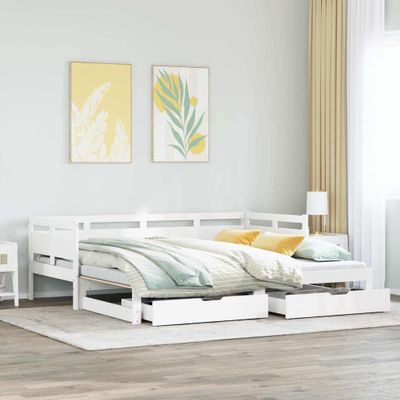 vidaXL Rozkladacia denná posteľ s matracmi bez matraca biela 90x190 cm