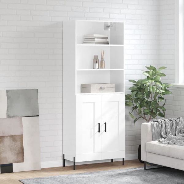 vidaXL Vysoká skrinka lesklá biela 69,5x34x180 cm spracované drevo