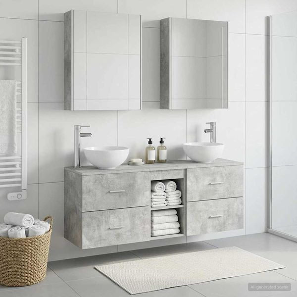 vidaXL Set kabinetov do kúpeľne 5 pcs Betónovo sivá 53 x 15,5 x 70 cm