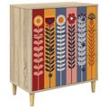 vidaXL Příborník ESSEN Potlač slnečníc 66 x 36,5 x 75 cm Sonoma
