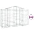 vidaXL Oblúkové gabionové koše 15 ks 200x50x120/140 cm pozink. železo