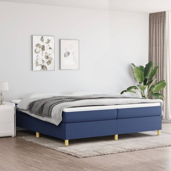 vidaXL Posteľný rám s boxspringom modrá 200x200 cm látka