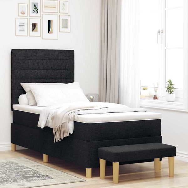 vidaXL Posteľ s pružinovým rámom Čierna 200 x 90 cm látka