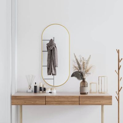 vidaXL Nástenné zrkadlo zlaté 100x45 cm oválne
