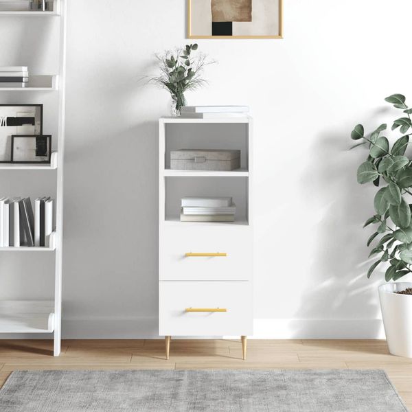 vidaXL Komoda biela 34,5x34x90 cm spracované drevo