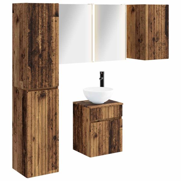 vidaXL Set kabinetov do kúpeľne 5 pcs Staré drevo 43 x 11,5 x 60,5 cm