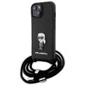 Puzdro Karl Lagerfeld pre iPhone 15 6,1" KLHCP15SSASKNPSK čierne HC Saffiano Ikonik Metal Pin Monogram Crossbody