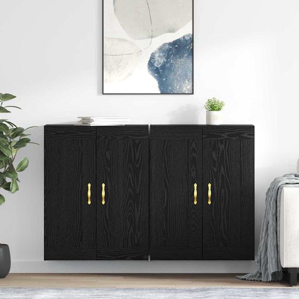 vidaXL Závesná skrinka Nástenný 2 pcs Čierny dub 69,5 x 34 x 90 cm