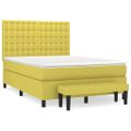 vidaXL Boxspring posteľ s matracom svetlozelená 140x190 cm látka