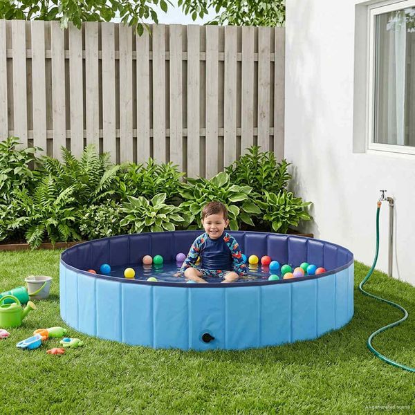 vidaXL Detský bazén Modrá Ø 160 x 30 cm Hrubý PVC a konštruované drevo