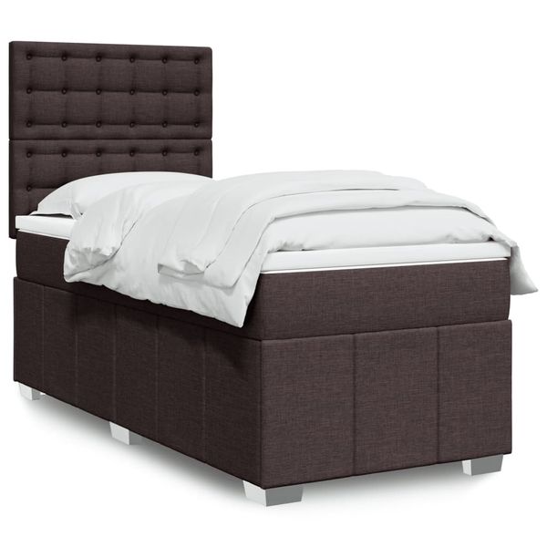vidaXL Boxspring posteľ s matracom tmavohnedá 100x200 cm látka