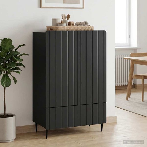 vidaXL Servírovacia skriňa Čierna 66 x 34,5 x 97 cm Kompozitné drevo