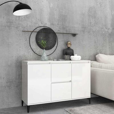 vidaXL Komoda, lesklá biela 102x35x70 cm, kompozitné drevo