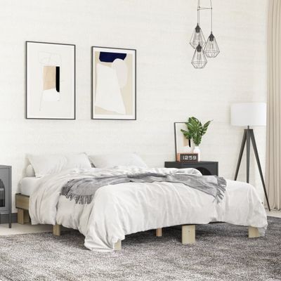 vidaXL Posteľný rám dub sonoma 150x200 cm kompozitné drevo a kov