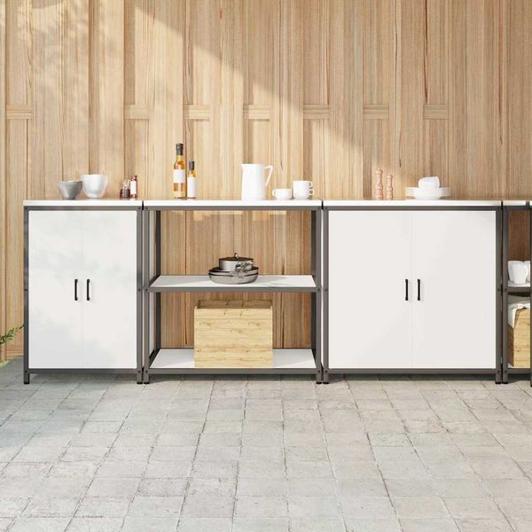 vidaXL Kuchynský úložný set HATTEM 3 pcs Biela Studený valcovaný oceľ