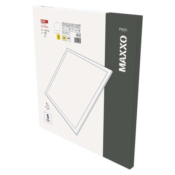 LED panel MAXXO 60 x 60 cm / 10 mm, 36 W, 4 100 lm, vstavaný, teplá biela, UGR<19, IP20