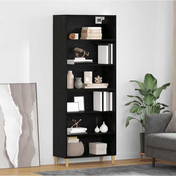 vidaXL Highboard Čierny dub 69,5 x 32,5 x 180 cm Kompozitné drevo