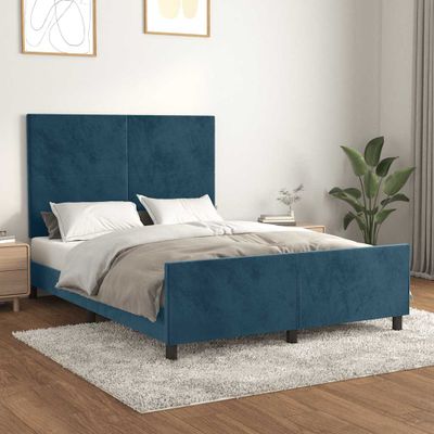 vidaXL Posteľ bez matraca tmavomodrý 140x200 cm zamat