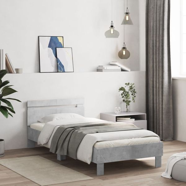 vidaXL Posteľný rám s čelom betónovo sivý 100x200 cm kompozitné drevo