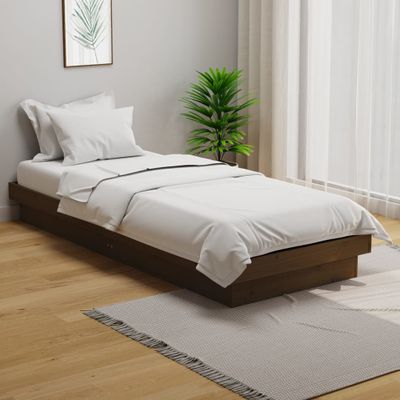 vidaXL Posteľný rám medový drevený masív 75x190cm malé jednolôžko
