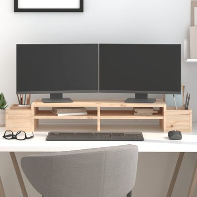 vidaXL Stojan na monitor 100x27,5x15 cm masívna borovica