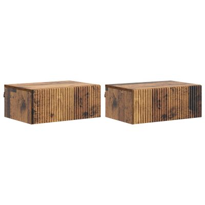 vidaXL Nástenná nočná skrinka 2 pcs Staré drevo 49 x 34,5 x 20 cm