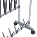 vidaXL Stojan na topánky s kolieskami strieborný 89x27x120 cm