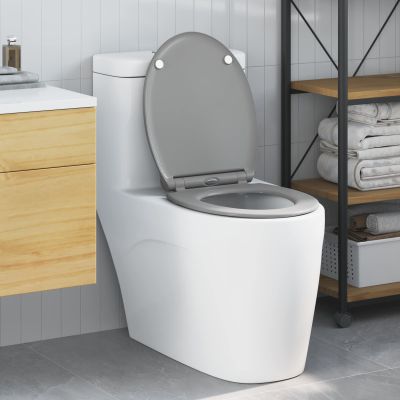 vidaXL WC sedadlo Sivá 45,5 x 37,5 x 3,8 cm Duroplast