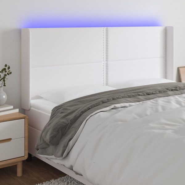 VidaXL Čelo postele biele 203x16x118/128 cm umelá koža