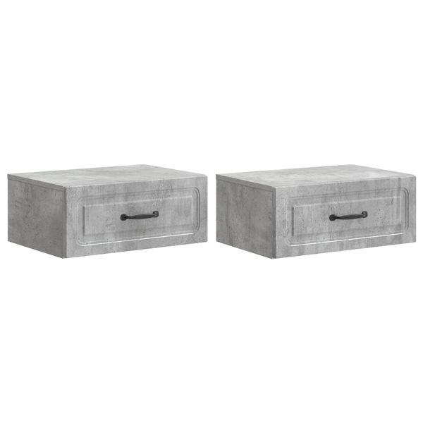 vidaXL Nástenná nočná skrinka 2 pcs Betónovo sivá 49 x 34,5 x 20 cm