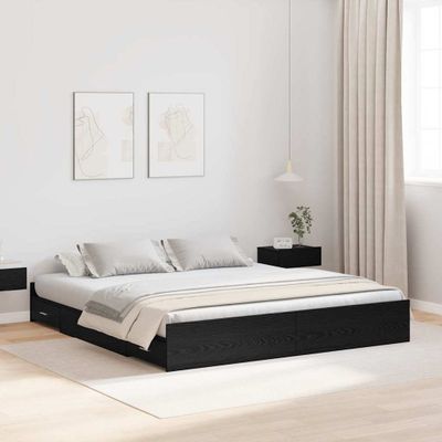 vidaXL Rám postele s úložným prostorem Čierny dub 200 x 200 cm