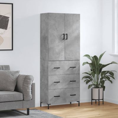 vidaXL Vysoká skrinka betónová sivá 69,5x34x180 cm spracované drevo