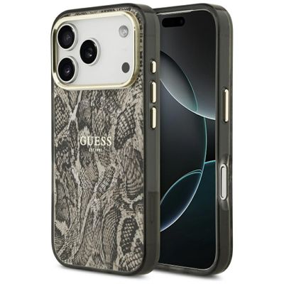 Puzdro Guess Python Pattern MagSafe pre iPhone 17 Pro Max hnedá