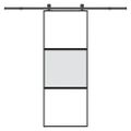 vidaXL Posuvné dvere s kovaním 76x205 cm tvrdené sklo a hliník úzke