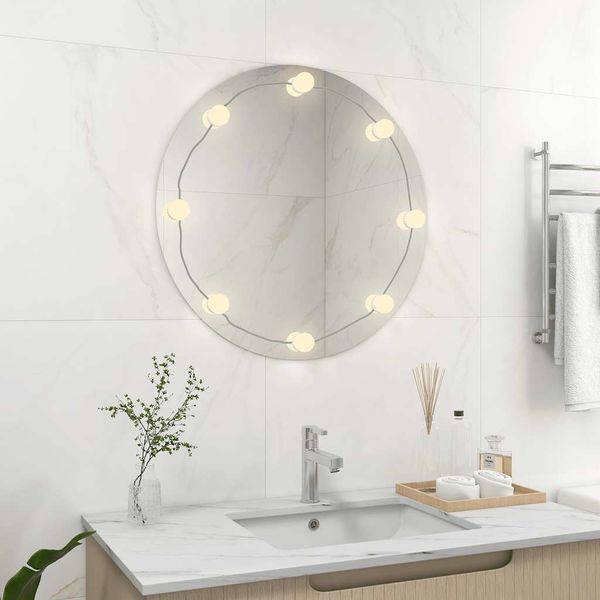 vidaXL Nástenné zrkadlo s LED svetlami okrúhle sklo