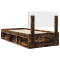 vidaXL Rám postele Dymová dub 100 x 200 cm Masívne borovicové drevo