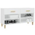 vidaXL Botník lesklý biely 102x35x55 cm spracované drevo