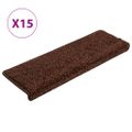 vidaXL Schodové rohože 15 ks 65x21x4 cm hnedé s obdĺžnikovým okrajom