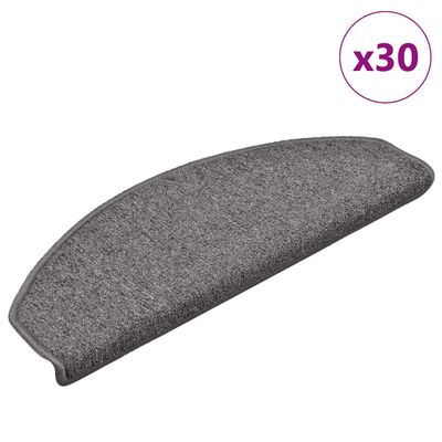 vidaXL Schodové rohože 30 ks 65x24x4 cm tmavošedé polkruhové veľké