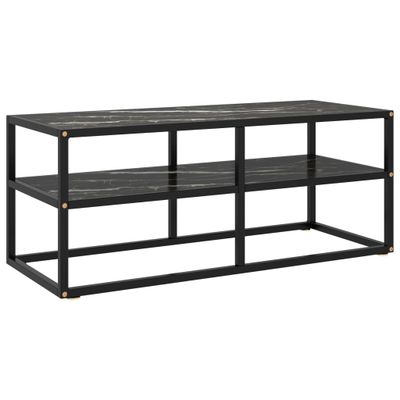 vidaXL TV skrinka čierna s čiernym mramorovým sklom 100x40x40 cm
